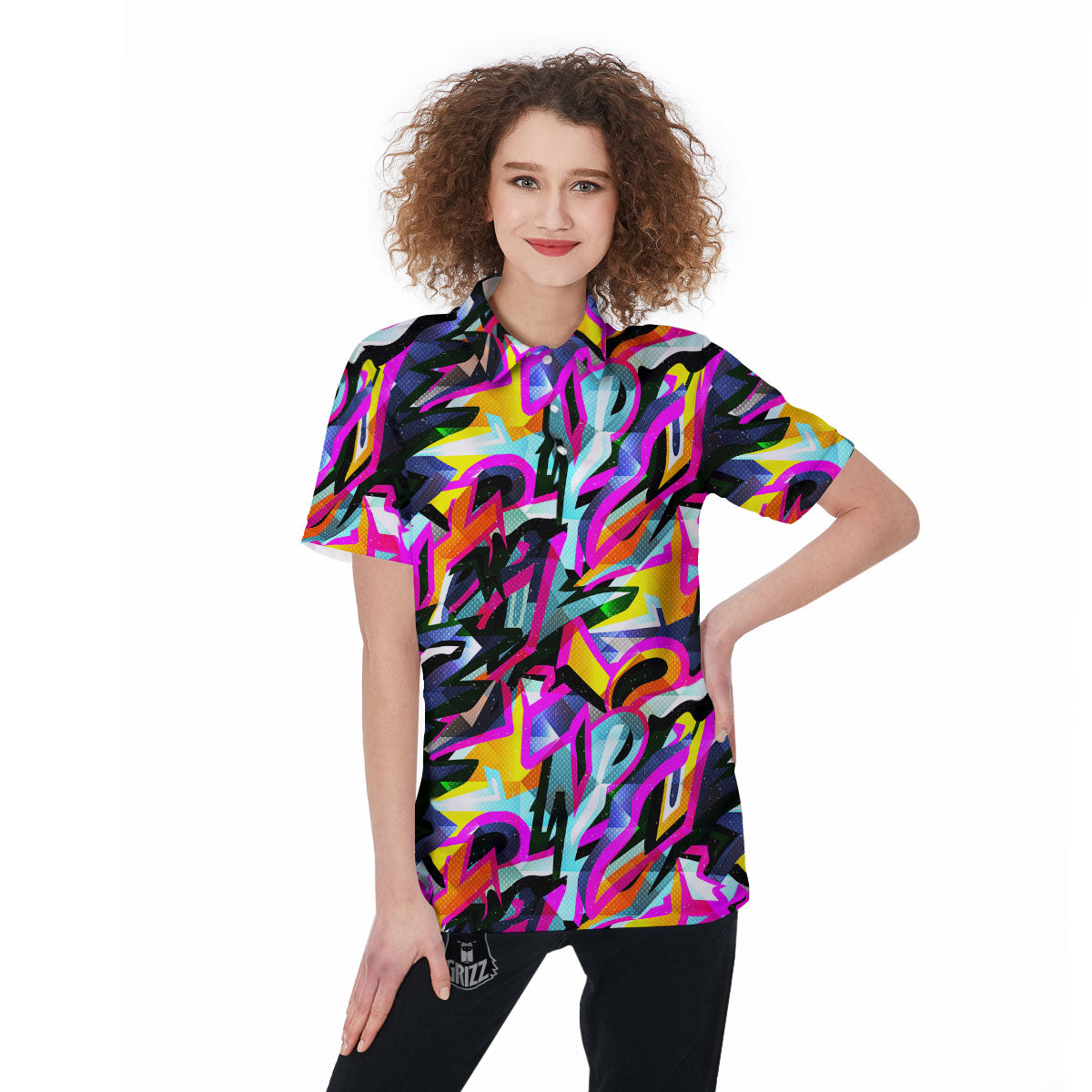 Funky Psychedelic Print Pattern Women's Golf Shirts-grizzshop