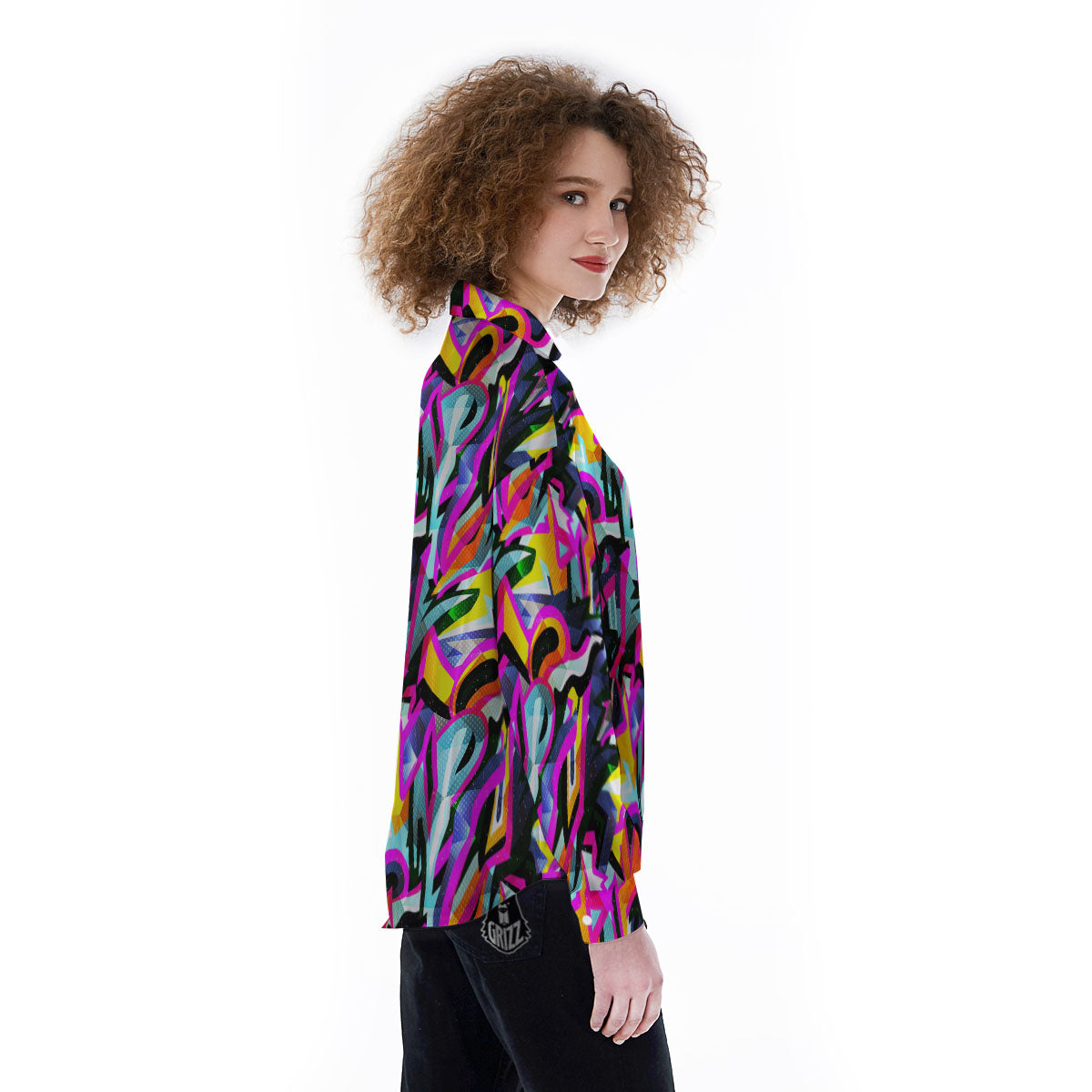 Funky Psychedelic Print Pattern Women's Long Sleeve Shirts-grizzshop