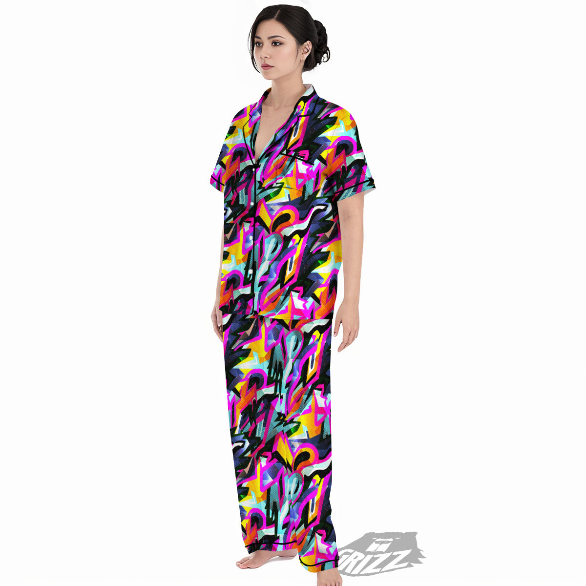 Funky Psychedelic Print Pattern Women's Pajamas Set-grizzshop