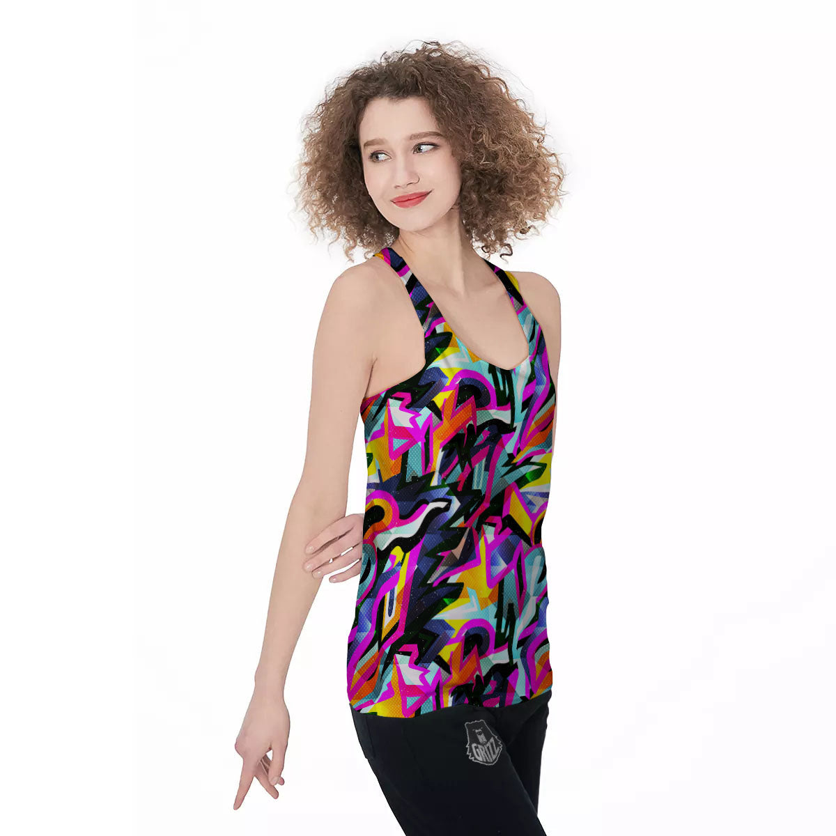 Funky Psychedelic Print Pattern Women's Racerback Tank Top-grizzshop