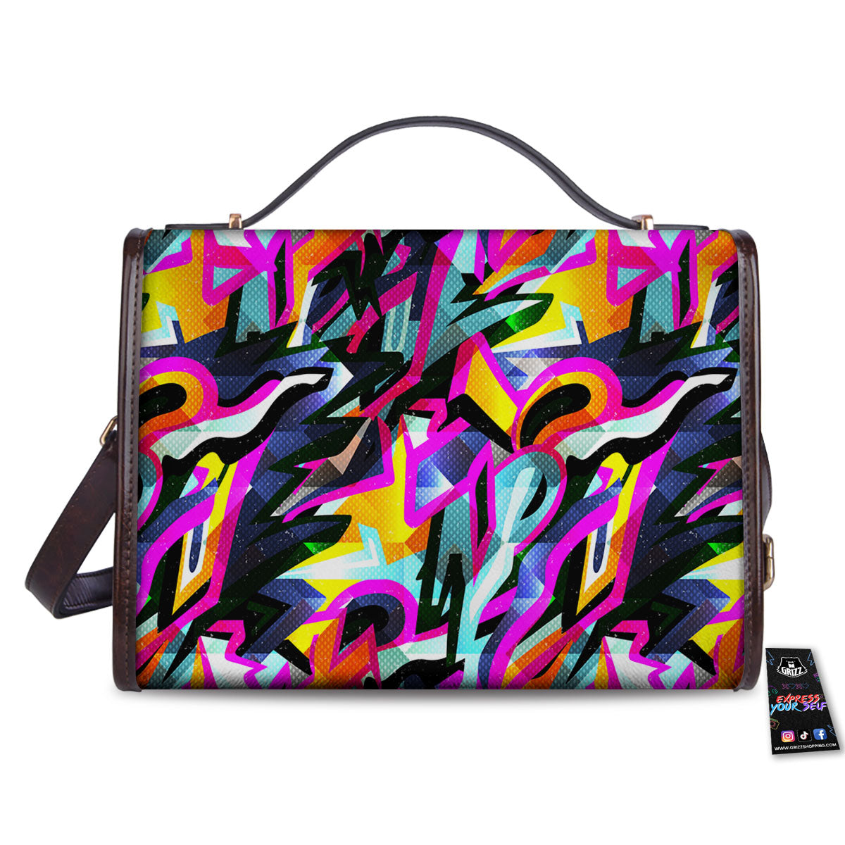 Funky Psychedelic Print Pattern Women's Satchel Bag-grizzshop