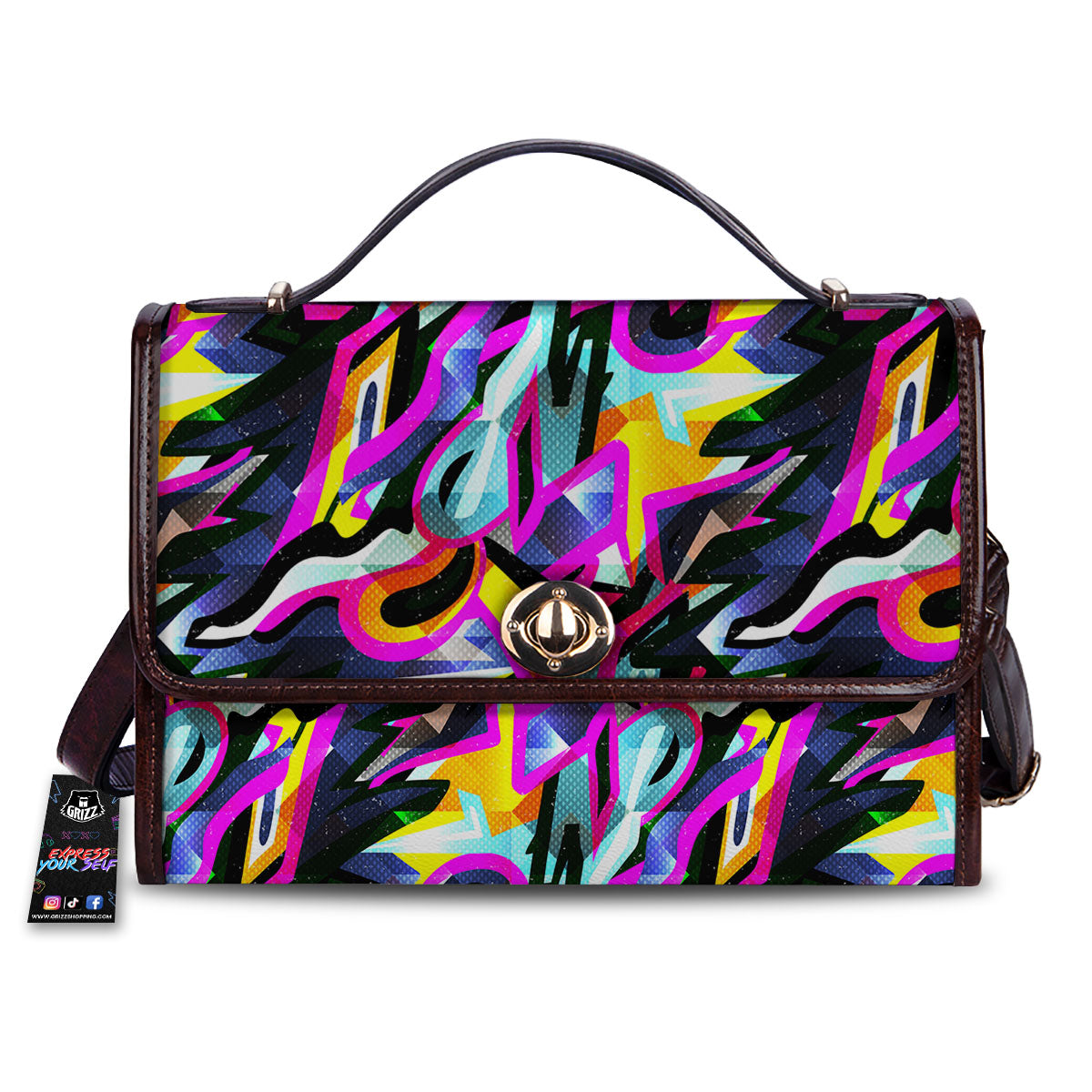 Funky Psychedelic Print Pattern Women's Satchel Bag-grizzshop