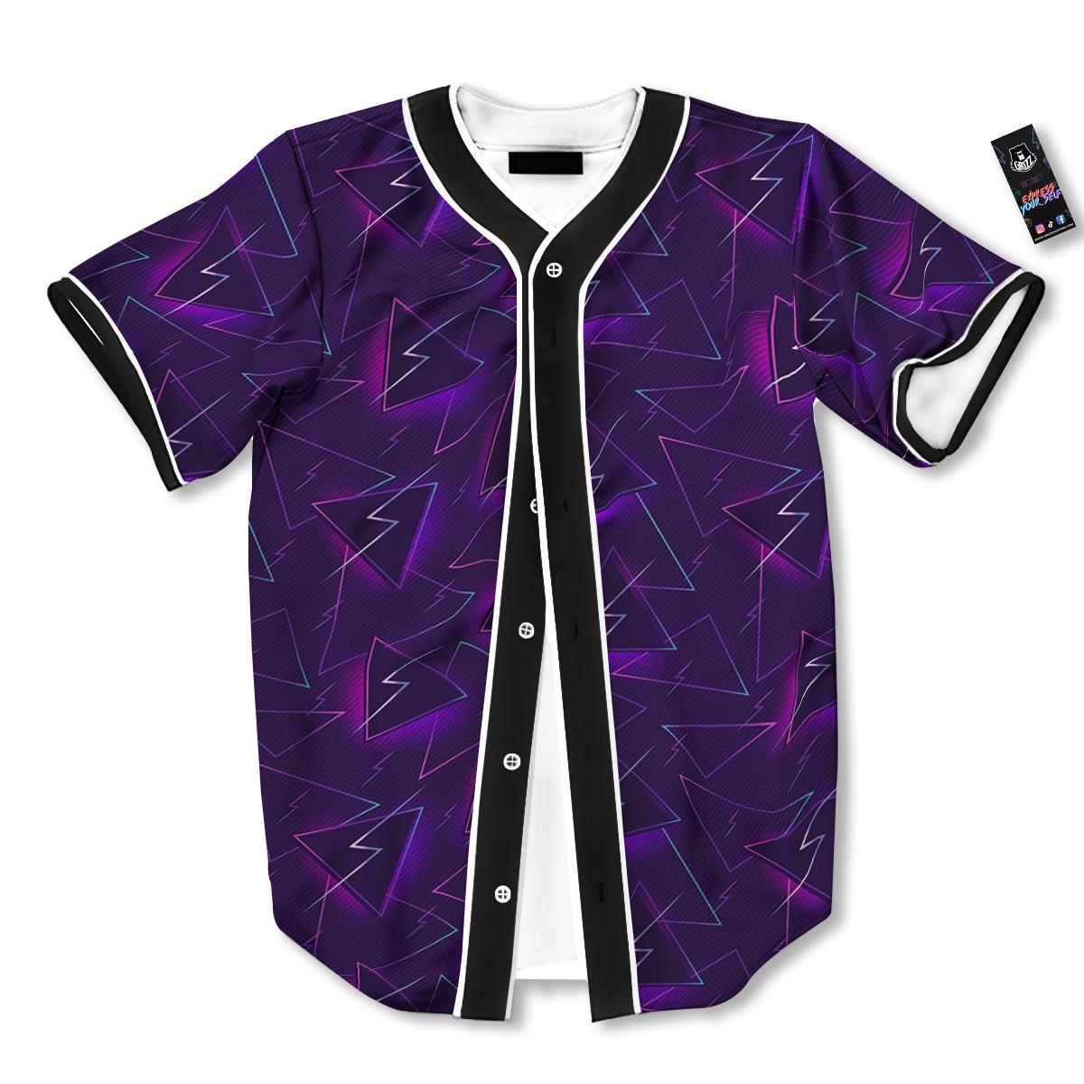 Funky Retro Print Pattern Baseball Jersey-grizzshop
