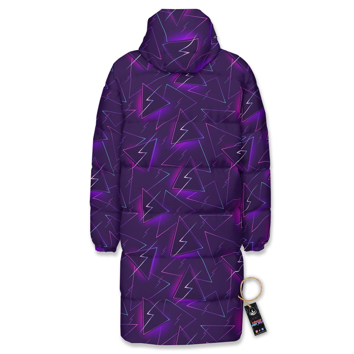 Funky Retro Print Pattern Long Down Jacket-grizzshop
