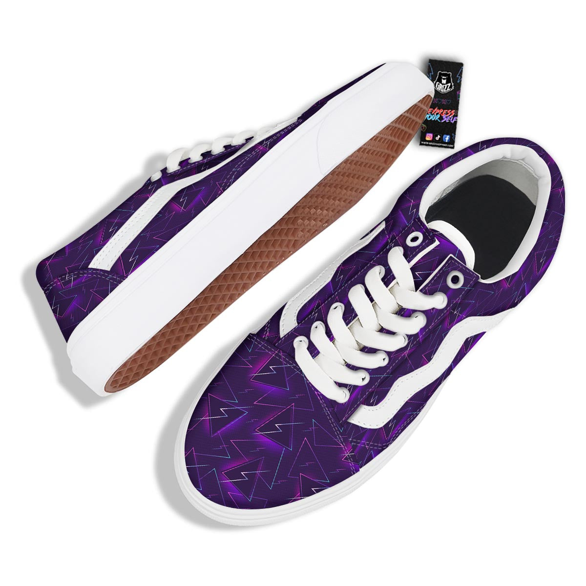 Funky Retro Print Pattern Skate Shoes-grizzshop