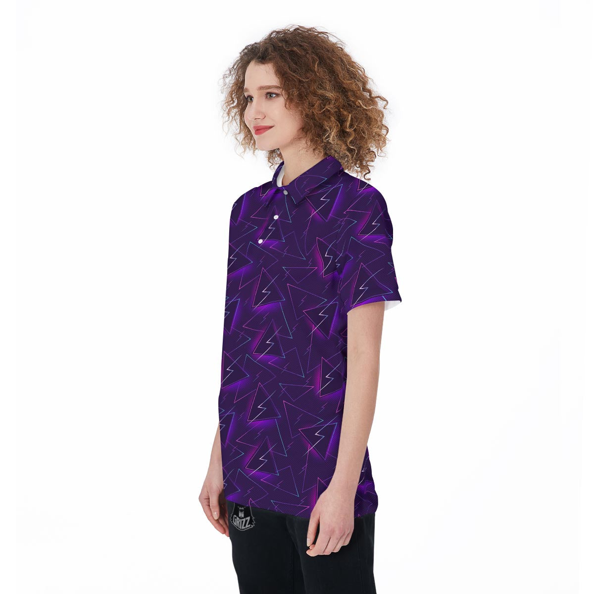Funky Retro Print Pattern Women's Golf Shirts-grizzshop