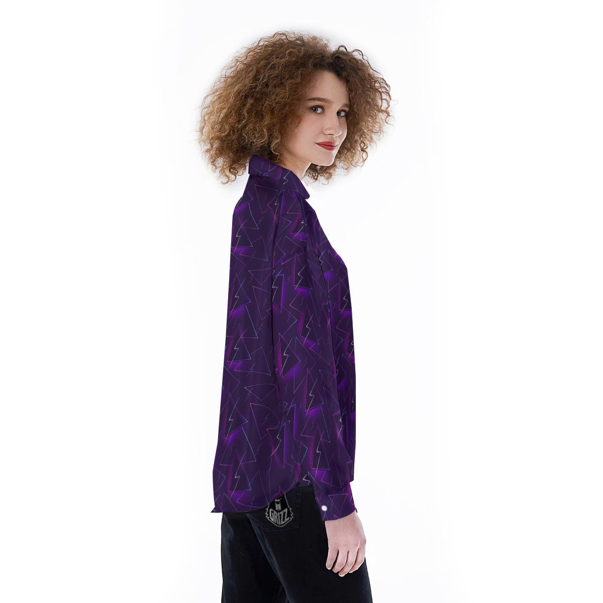 Funky Retro Print Pattern Women's Long Sleeve Shirts-grizzshop