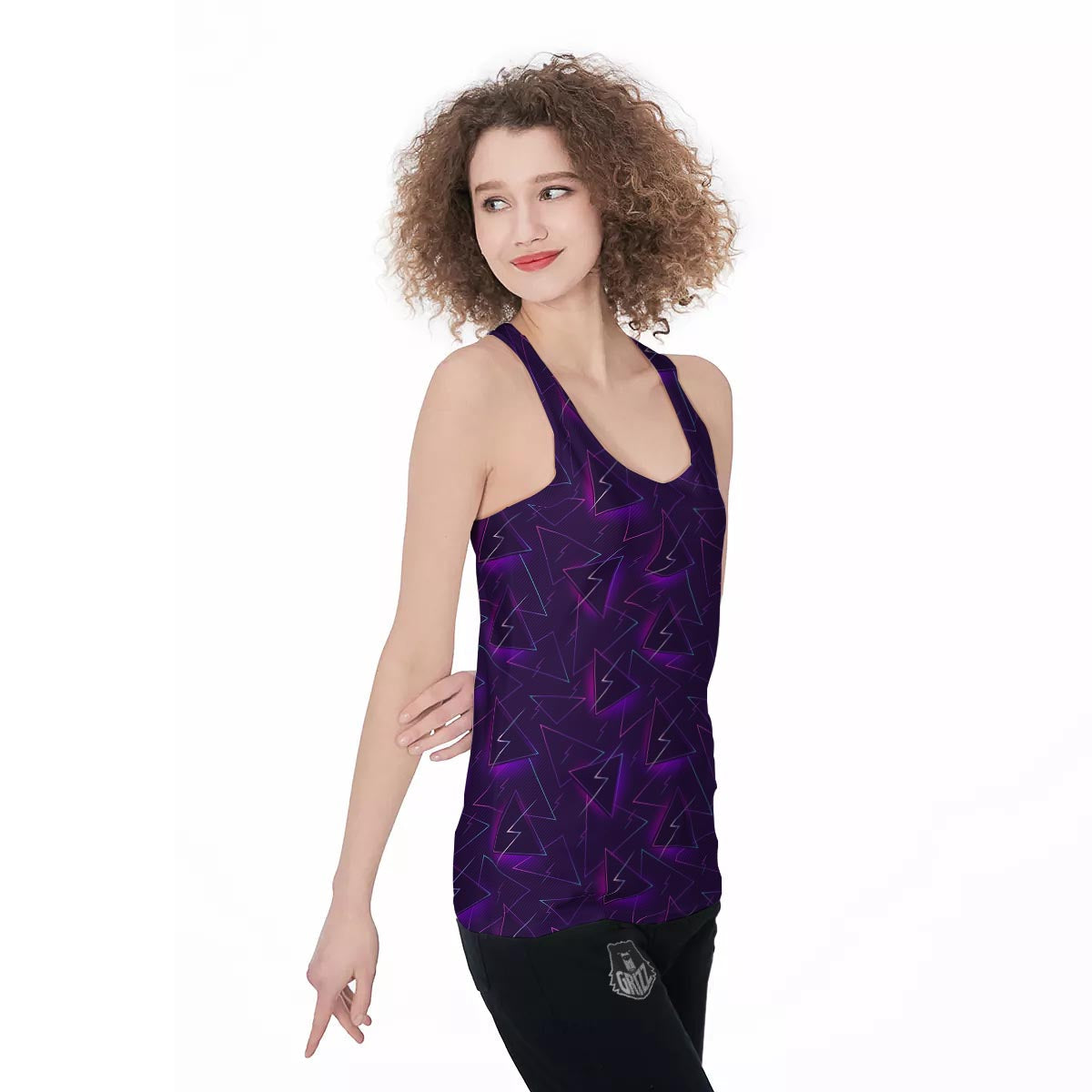Funky Retro Print Pattern Women's Racerback Tank Top-grizzshop