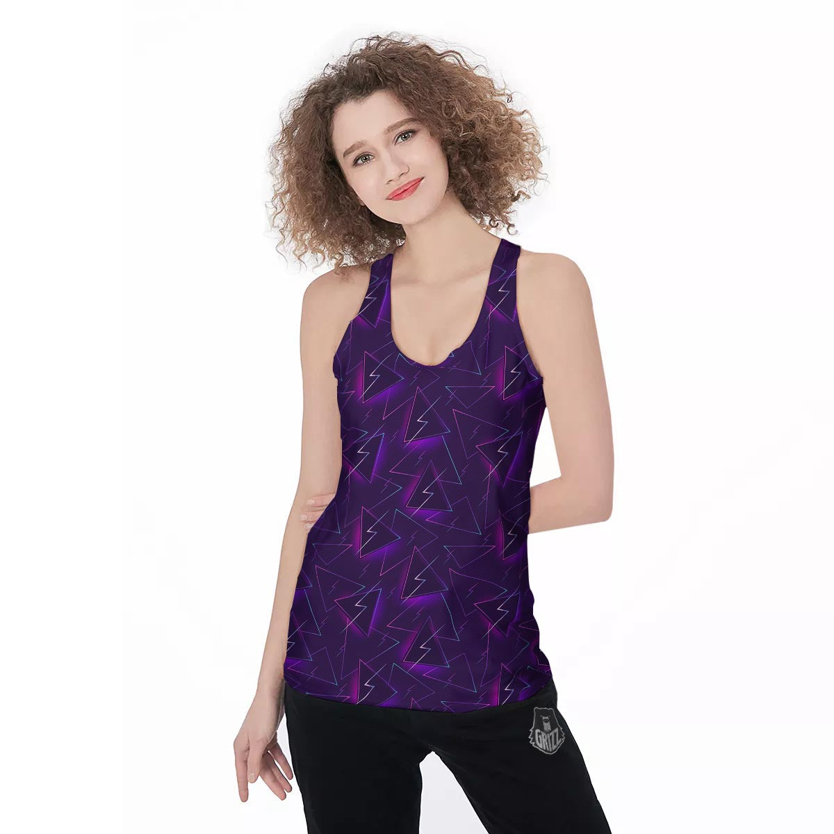 Funky Retro Print Pattern Women's Racerback Tank Top-grizzshop