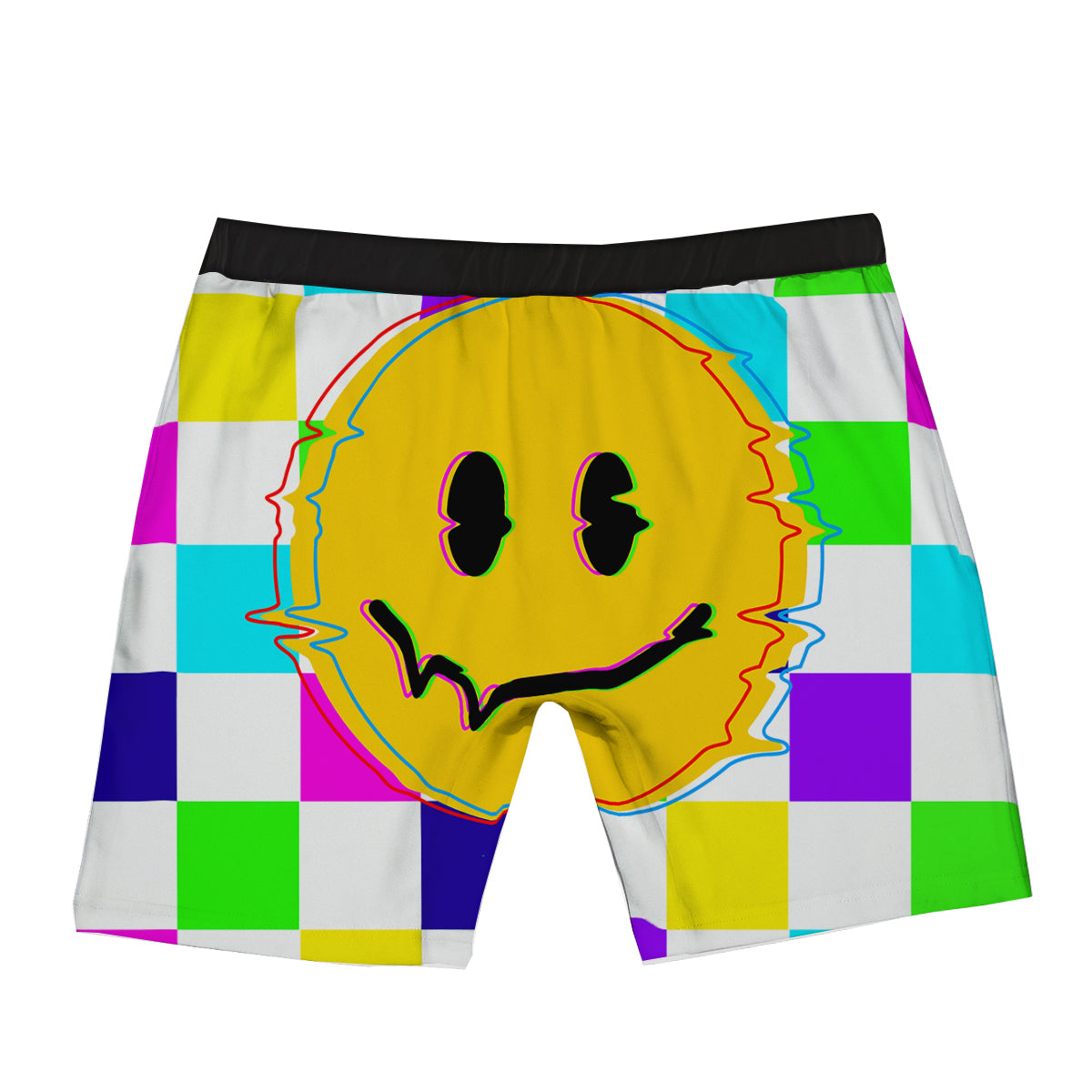 Funny Crazy Glitch And Checkered Neon Print Boxer Briefs-grizzshop