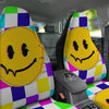 Funny Crazy Glitch And Checkered Neon Print Car Seat Covers-grizzshop