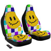 Funny Crazy Glitch And Checkered Neon Print Car Seat Covers-grizzshop