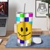 Funny Crazy Glitch And Checkered Neon Print Tumbler-grizzshop