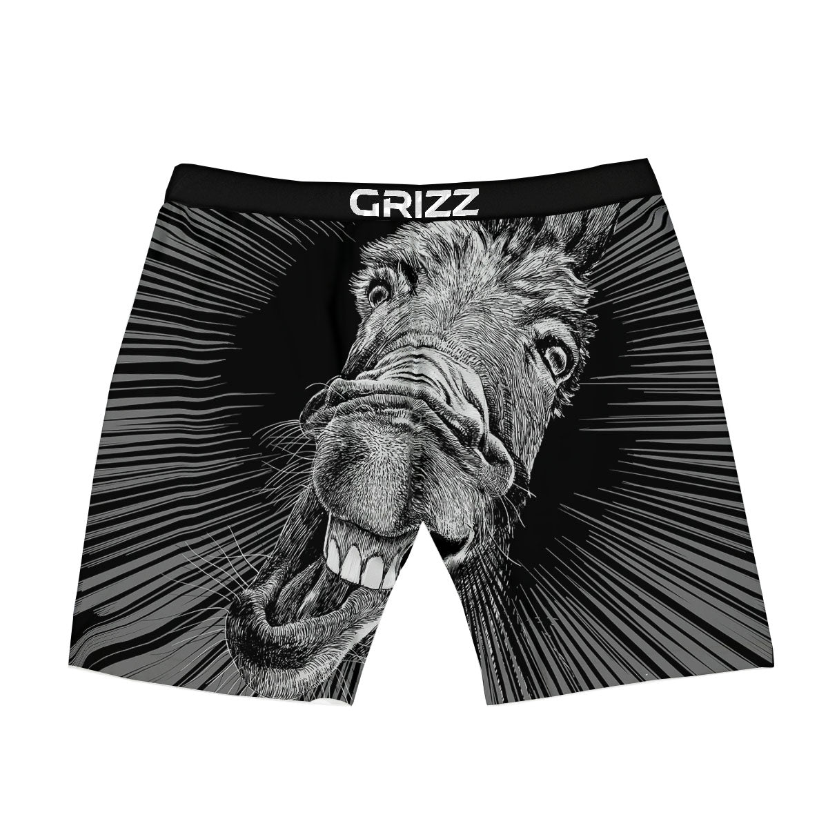 Funny Donkey White And Black Print Boxer Briefs-grizzshop
