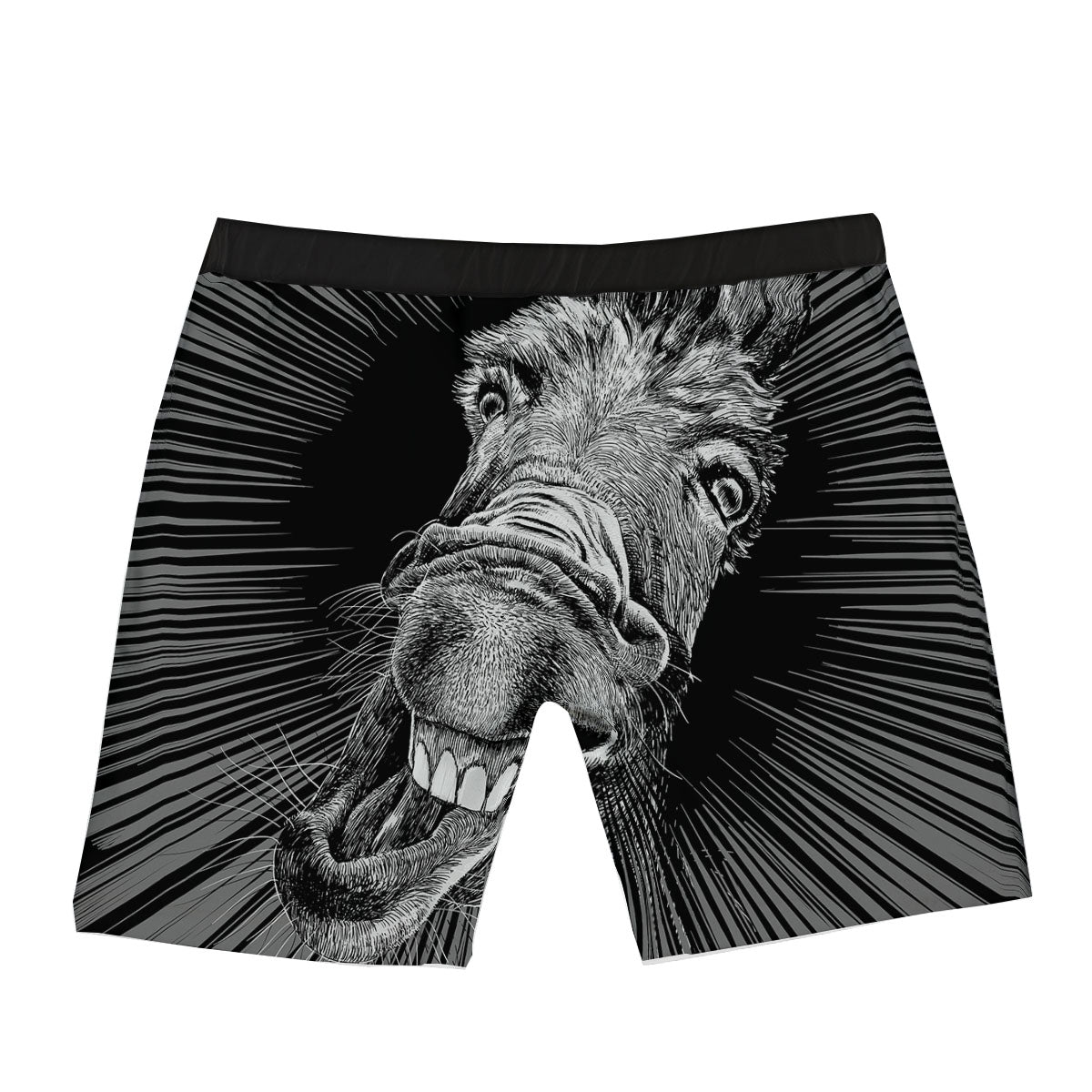 Funny Donkey White And Black Print Boxer Briefs-grizzshop