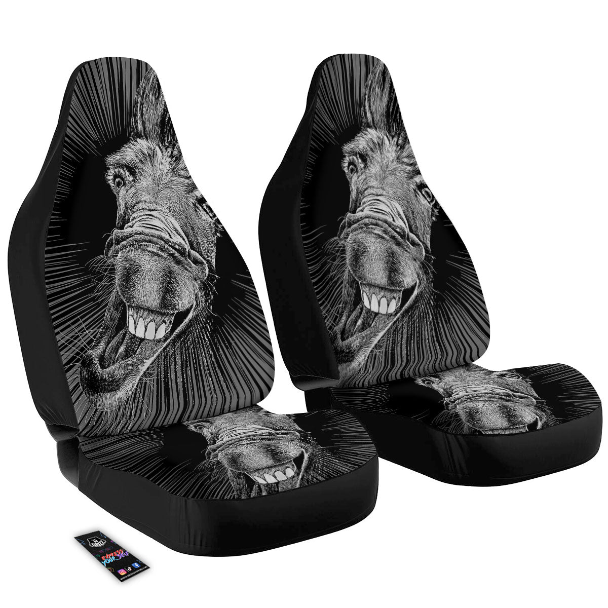 Funny Donkey White And Black Print Car Seat Covers-grizzshop