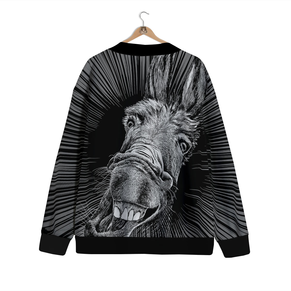 Funny Donkey White And Black Print Cardigan-grizzshop