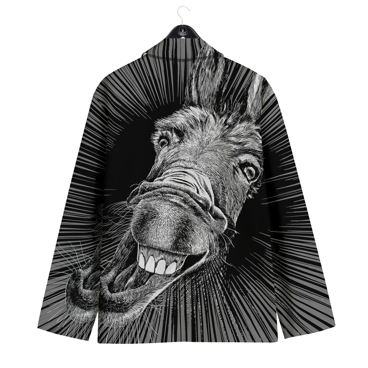 Funny Donkey White And Black Print Men's Sport Coat-grizzshop