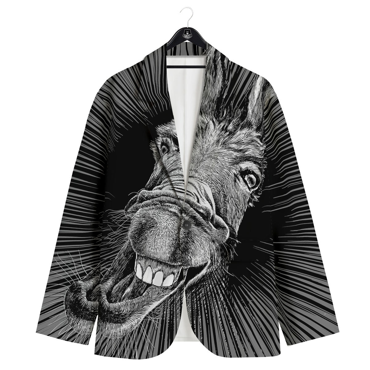 Funny Donkey White And Black Print Men's Sport Coat-grizzshop