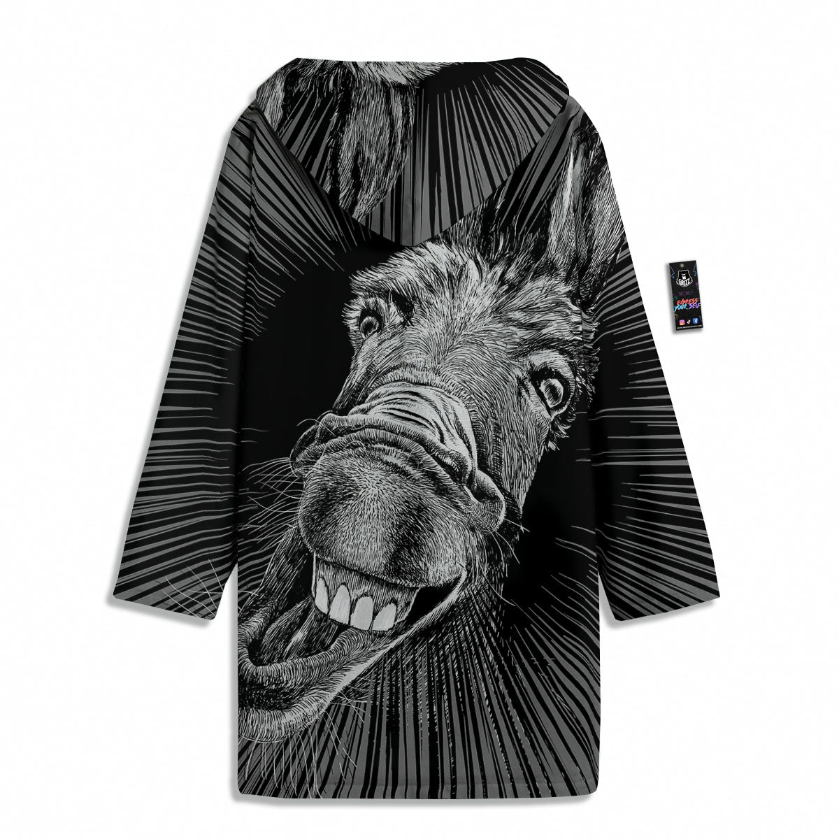 Funny Donkey White And Black Print Men's Windbreaker Jacket-grizzshop