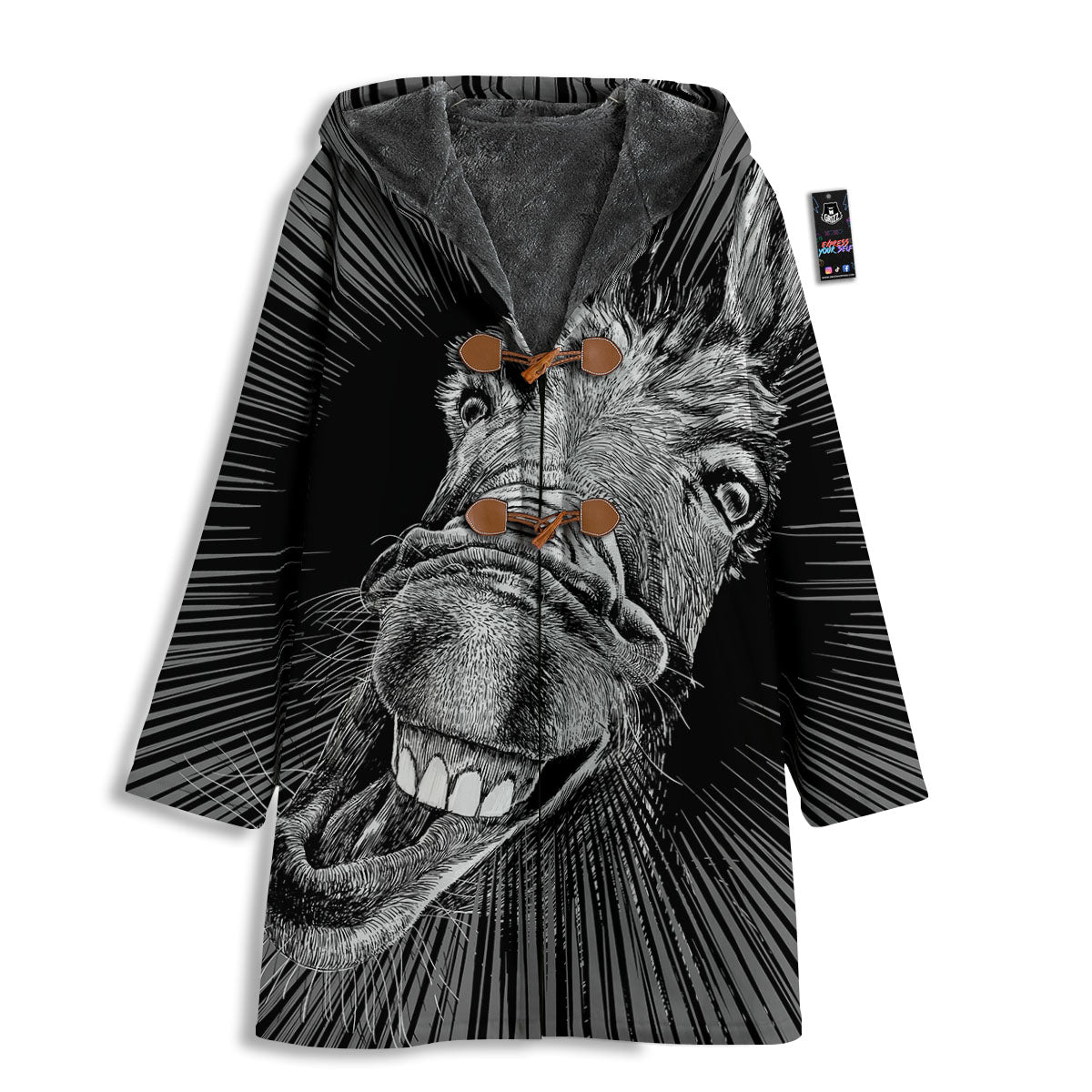 Funny Donkey White And Black Print Men's Windbreaker Jacket-grizzshop