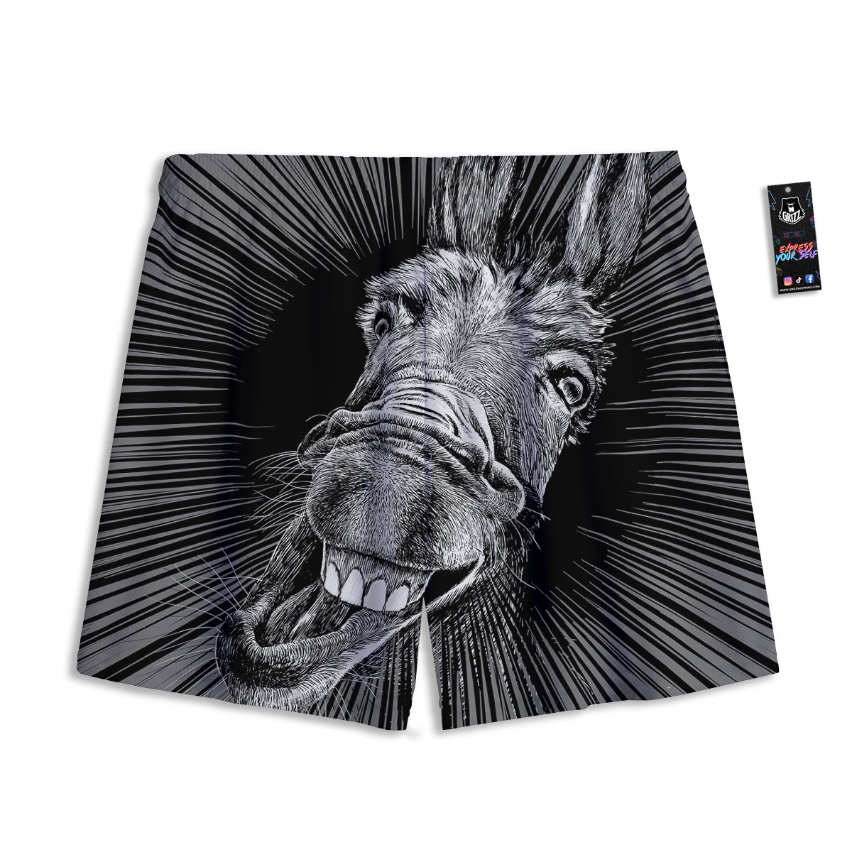 Gold Heart Black Print Pattern Mesh Shorts