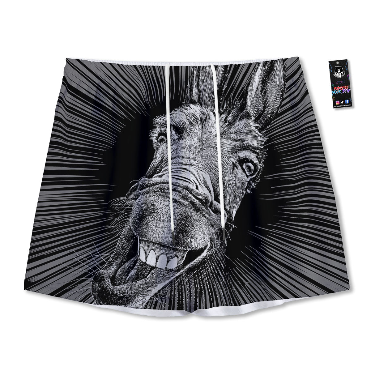 Gold Heart Black Print Pattern Mesh Shorts