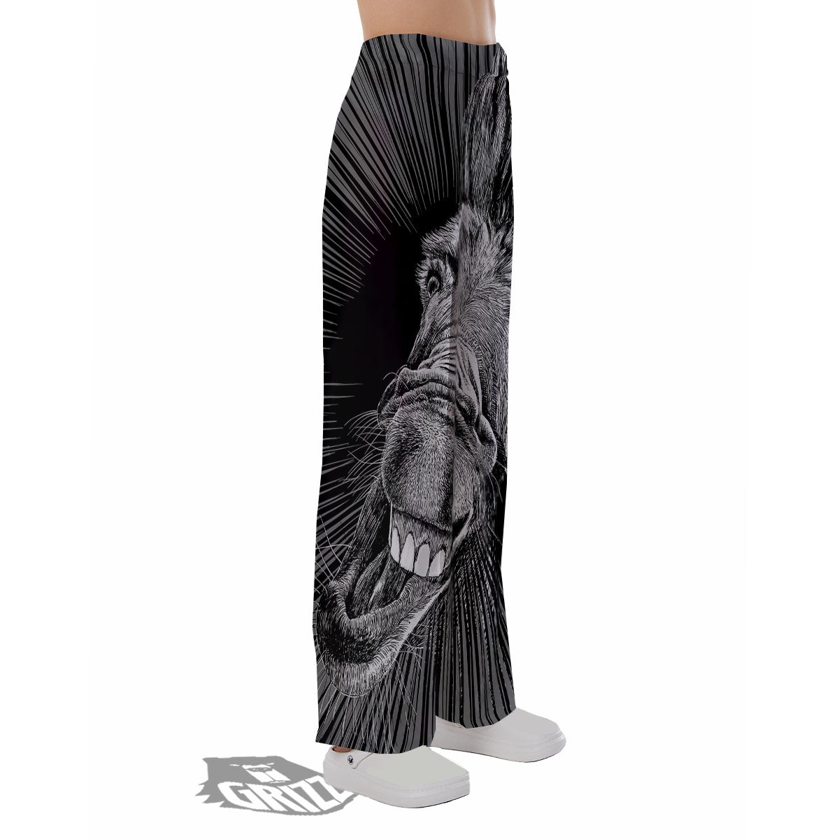 Funny Donkey White And Black Print Pajama Pants-grizzshop