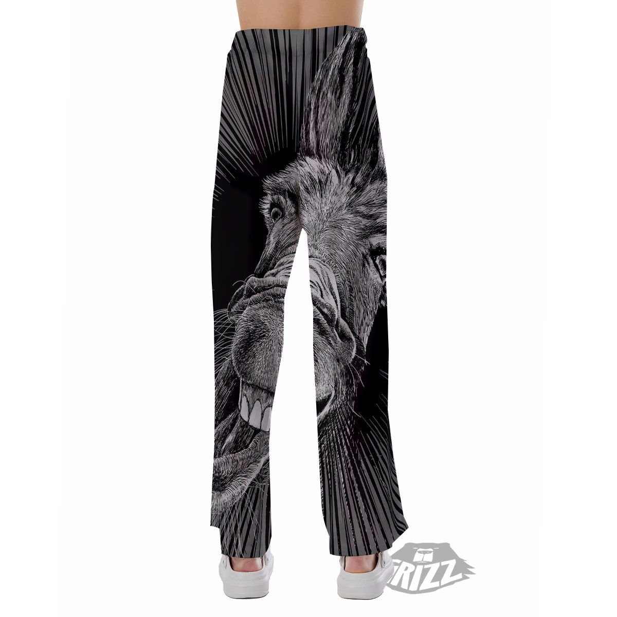 Funny Donkey White And Black Print Pajama Pants-grizzshop