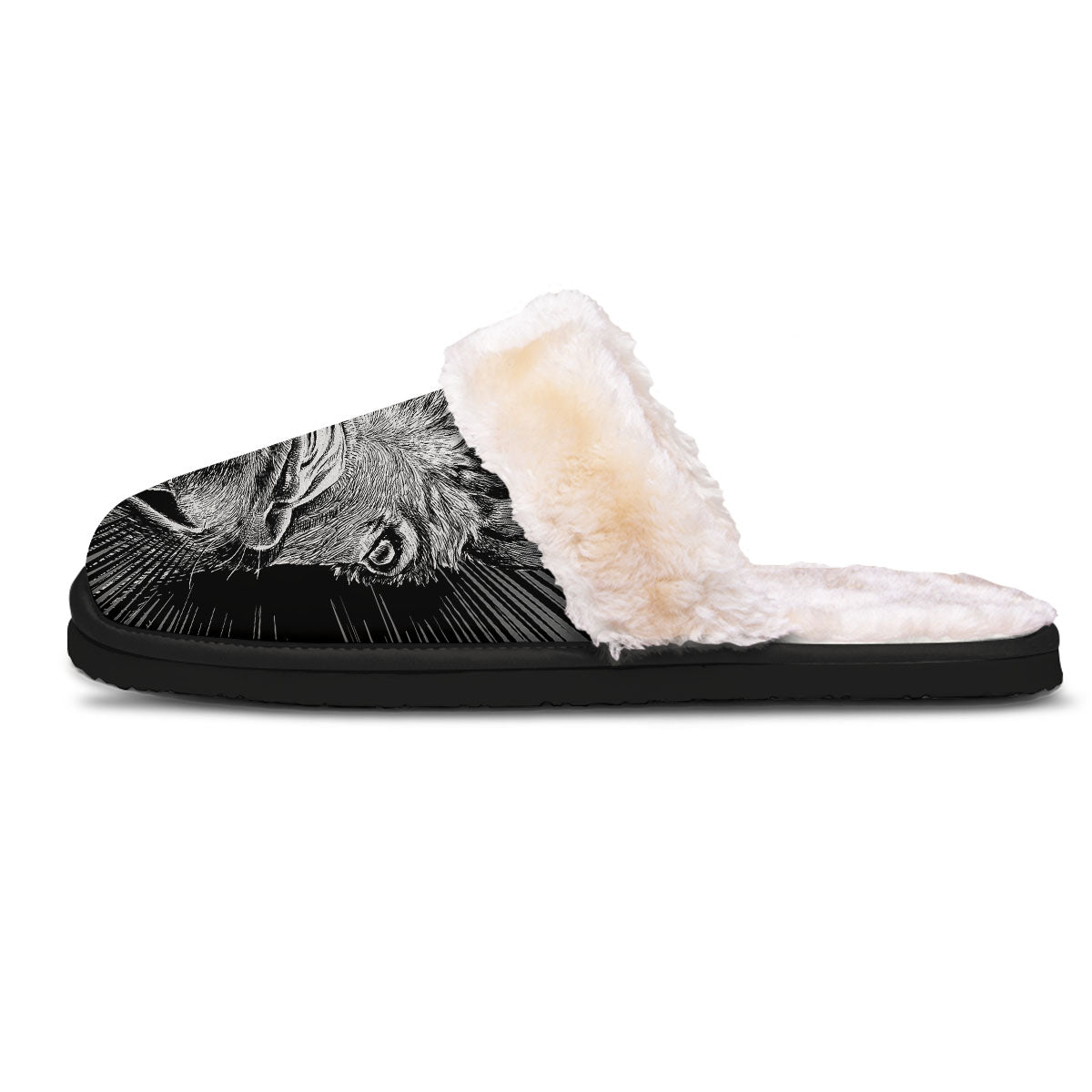 Funny Donkey White And Black Print Slippers-grizzshop