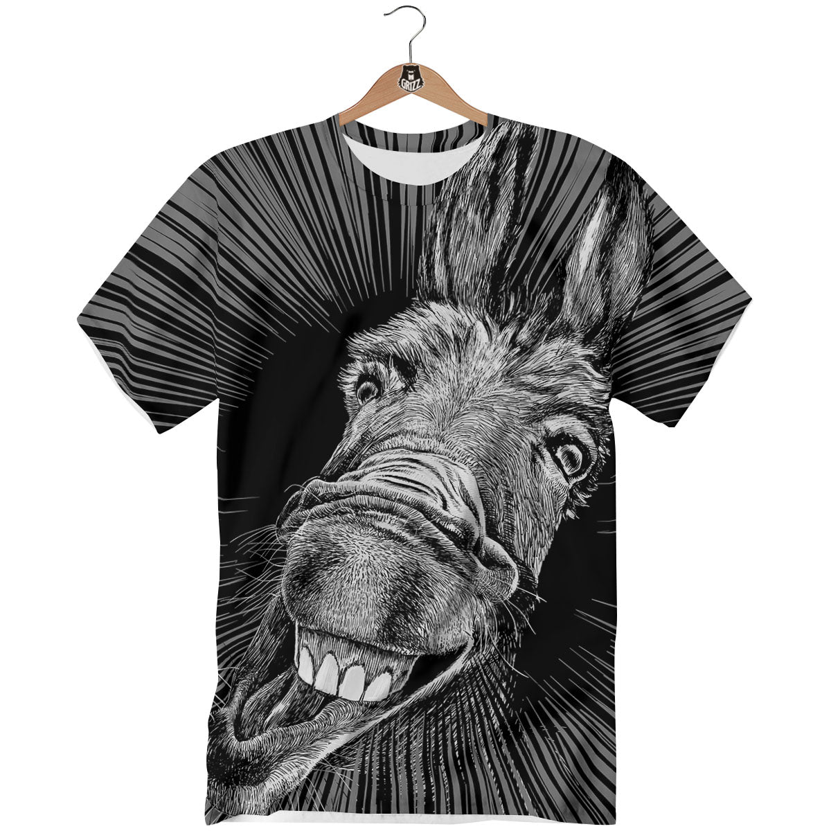 Funny Donkey White And Black Print T-Shirt-grizzshop
