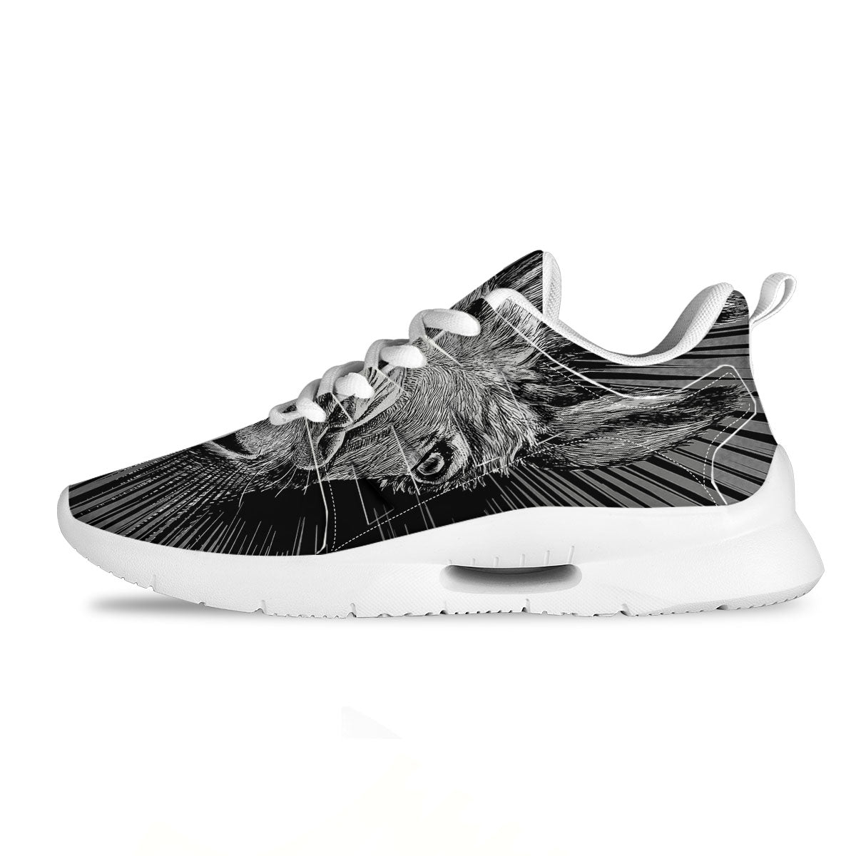 Funny Donkey White And Black Print Tennis Shoes-grizzshop
