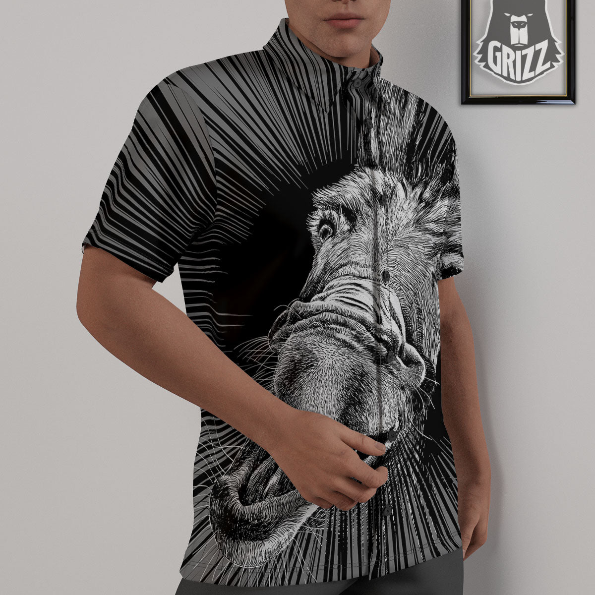 Funny Donkey White And Black Print Untucked Shirts-grizzshop