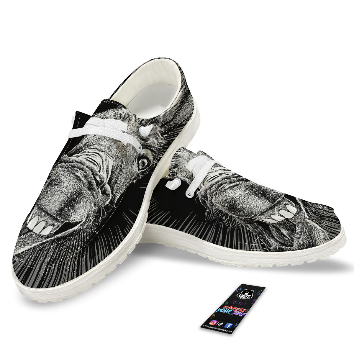 Funny Donkey White And Black Print White Loafers-grizzshop