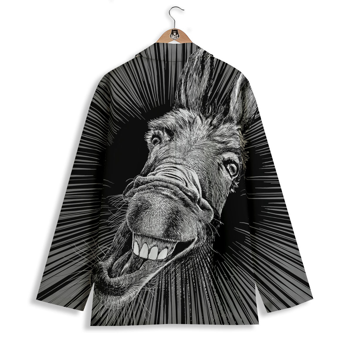 Funny Donkey White And Black Print Women's Blazer-grizzshop