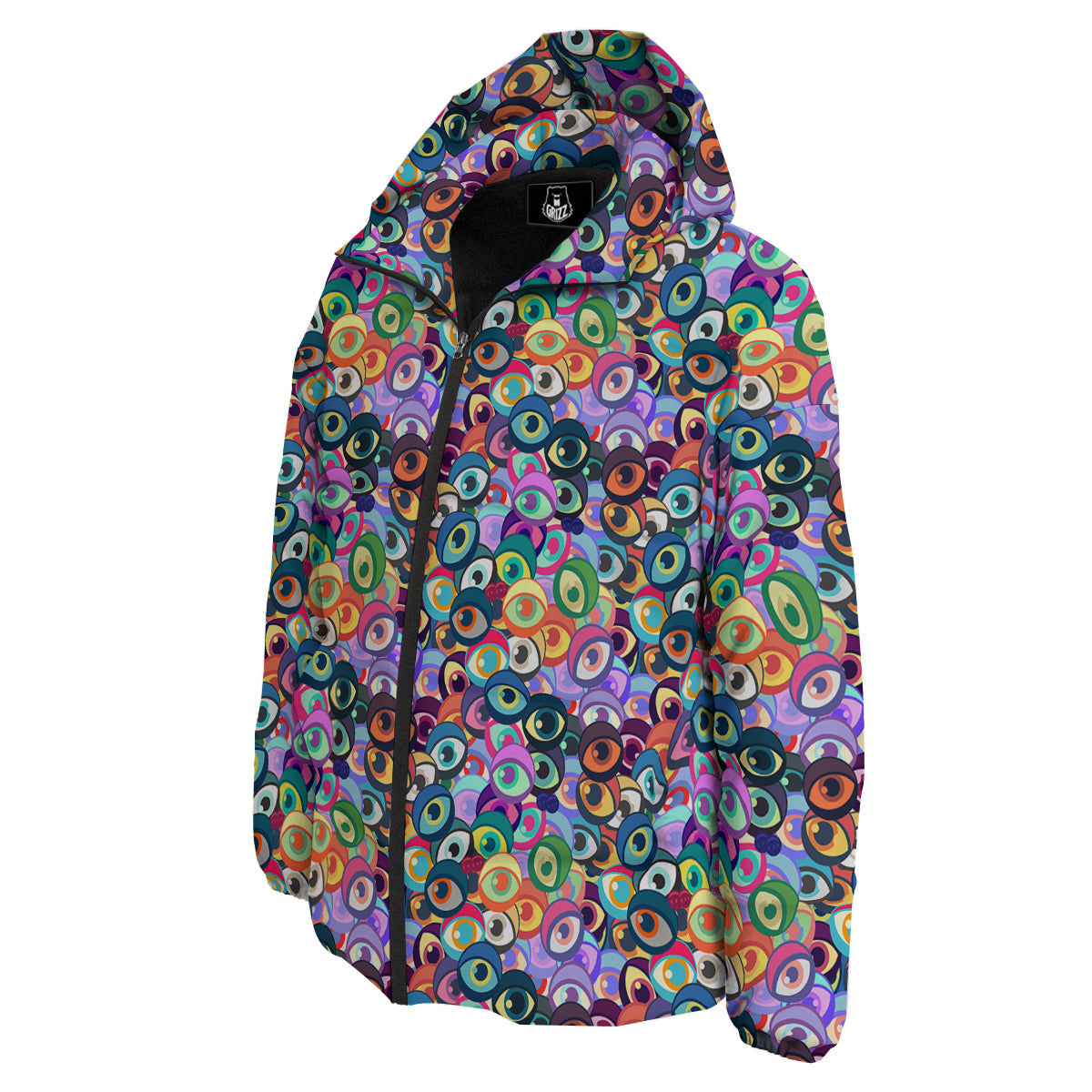 Funny Eyes Colorful Print Pattern Down Jacket-grizzshop