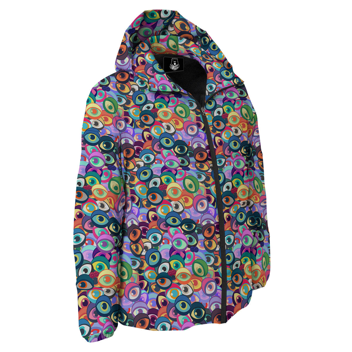 Funny Eyes Colorful Print Pattern Down Jacket-grizzshop