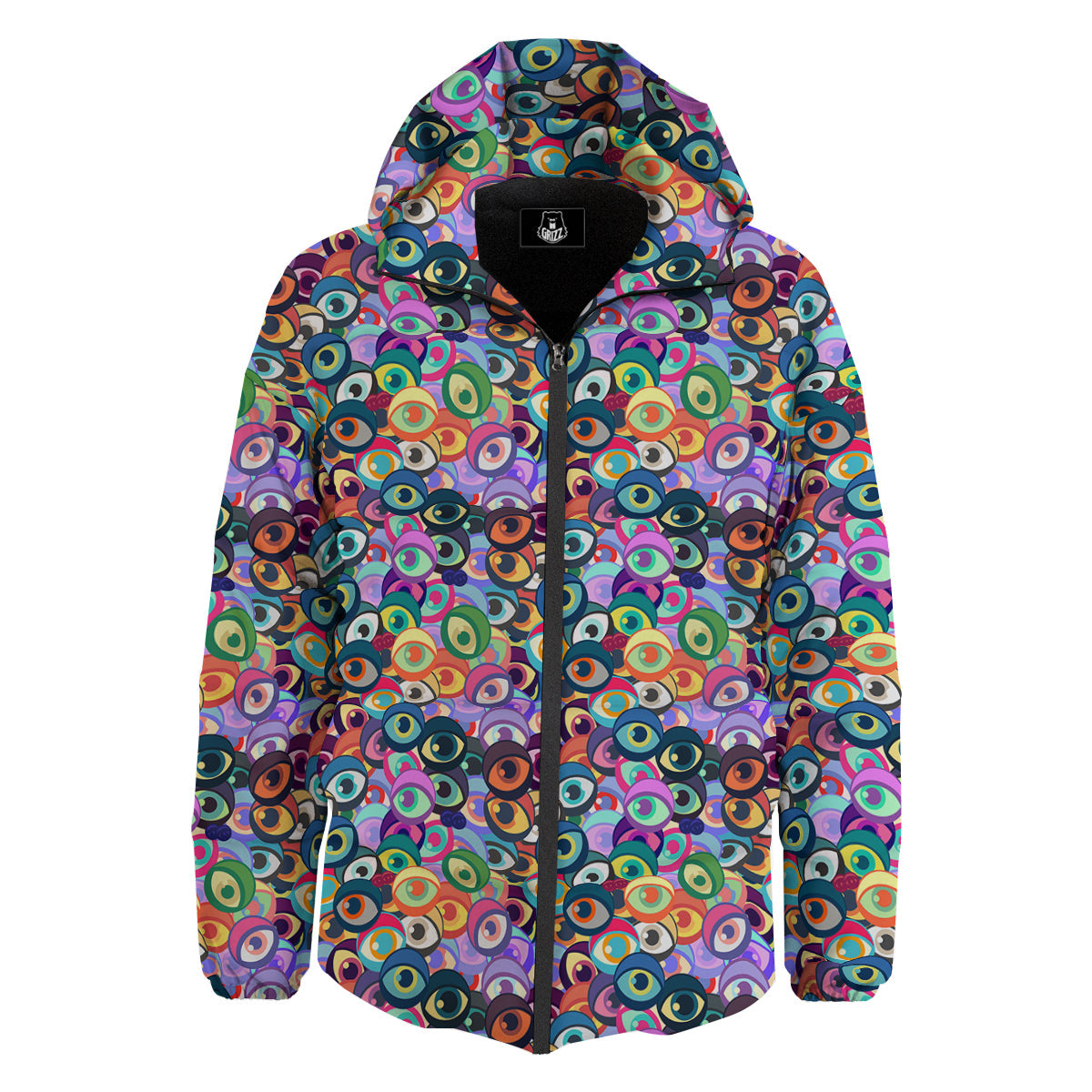 Funny Eyes Colorful Print Pattern Down Jacket-grizzshop