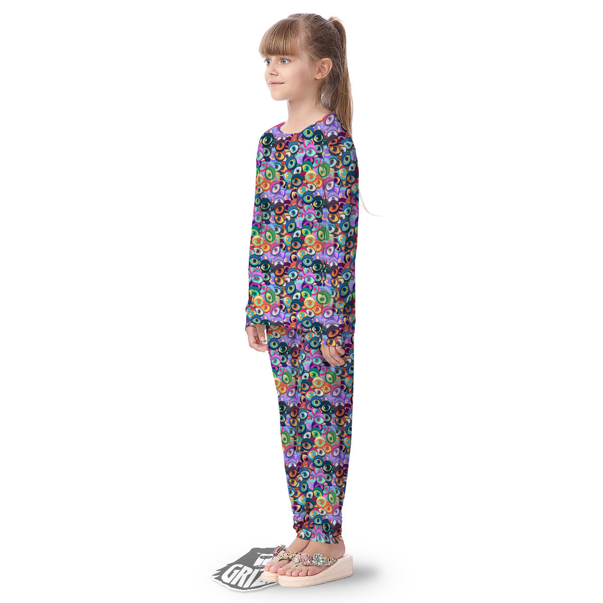 Funny Eyes Colorful Print Pattern Kid's Pajamas-grizzshop