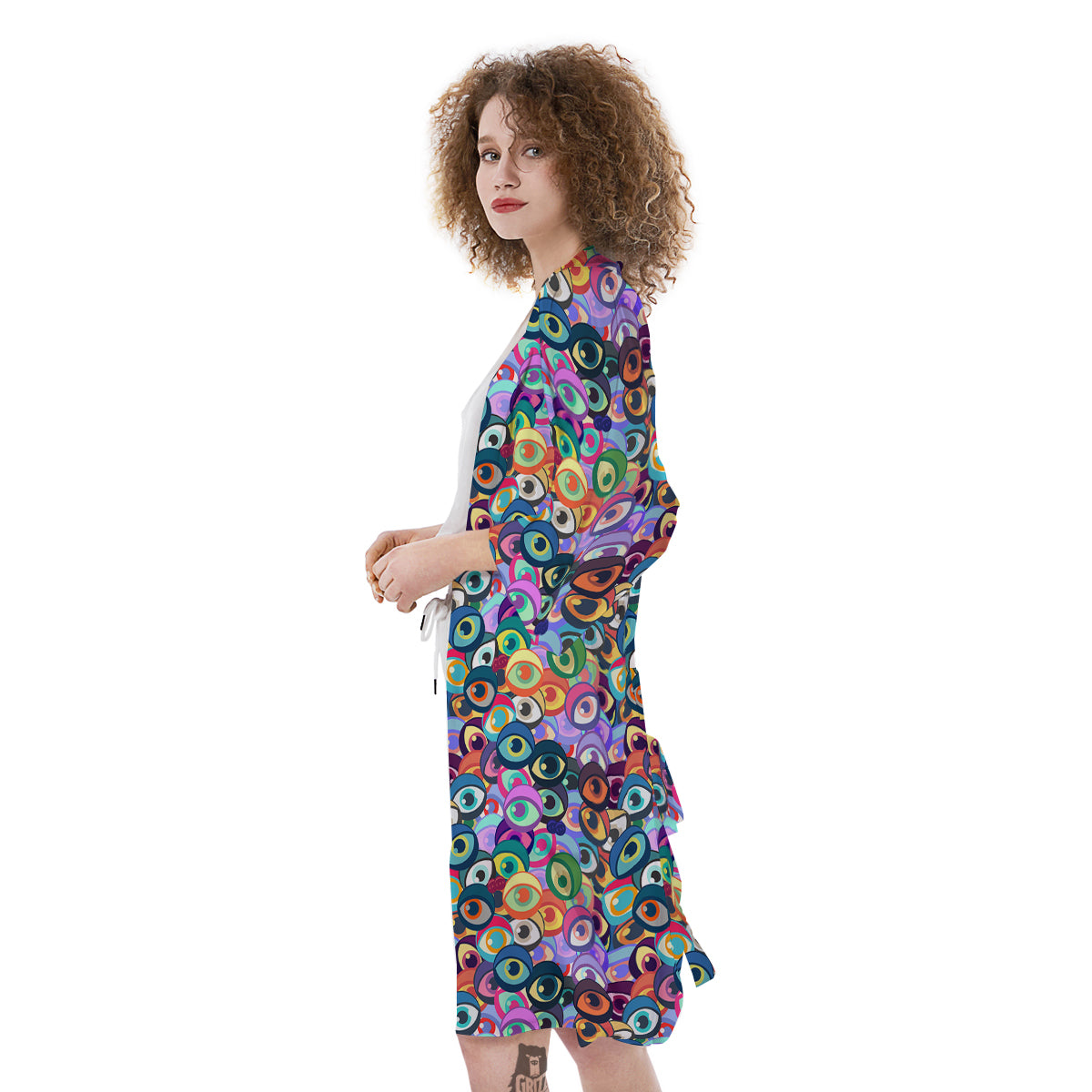 Funny Eyes Colorful Print Pattern Kimono-grizzshop