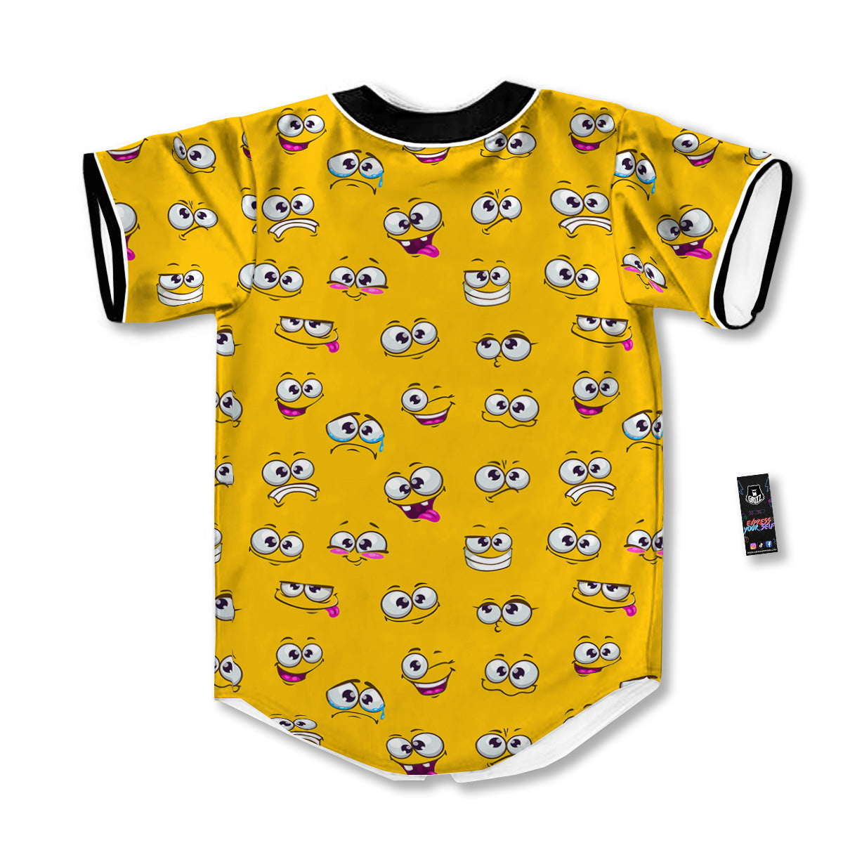 Funny Face Emoji Cartoon Print Pattern Baseball Jersey-grizzshop