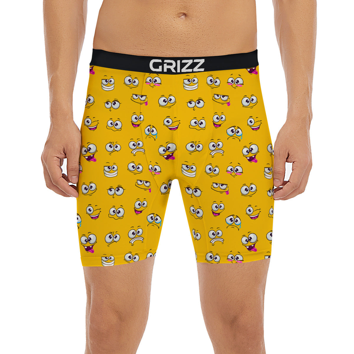 Funny Face Emoji Cartoon Print Pattern Boxer Briefs-grizzshop