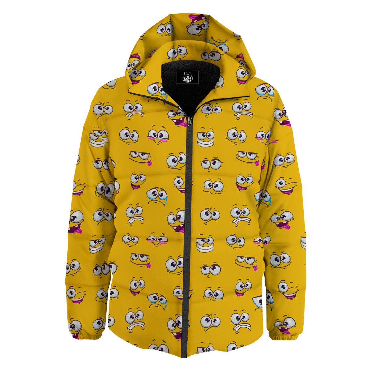 Funny Face Emoji Cartoon Print Pattern Down Jacket-grizzshop
