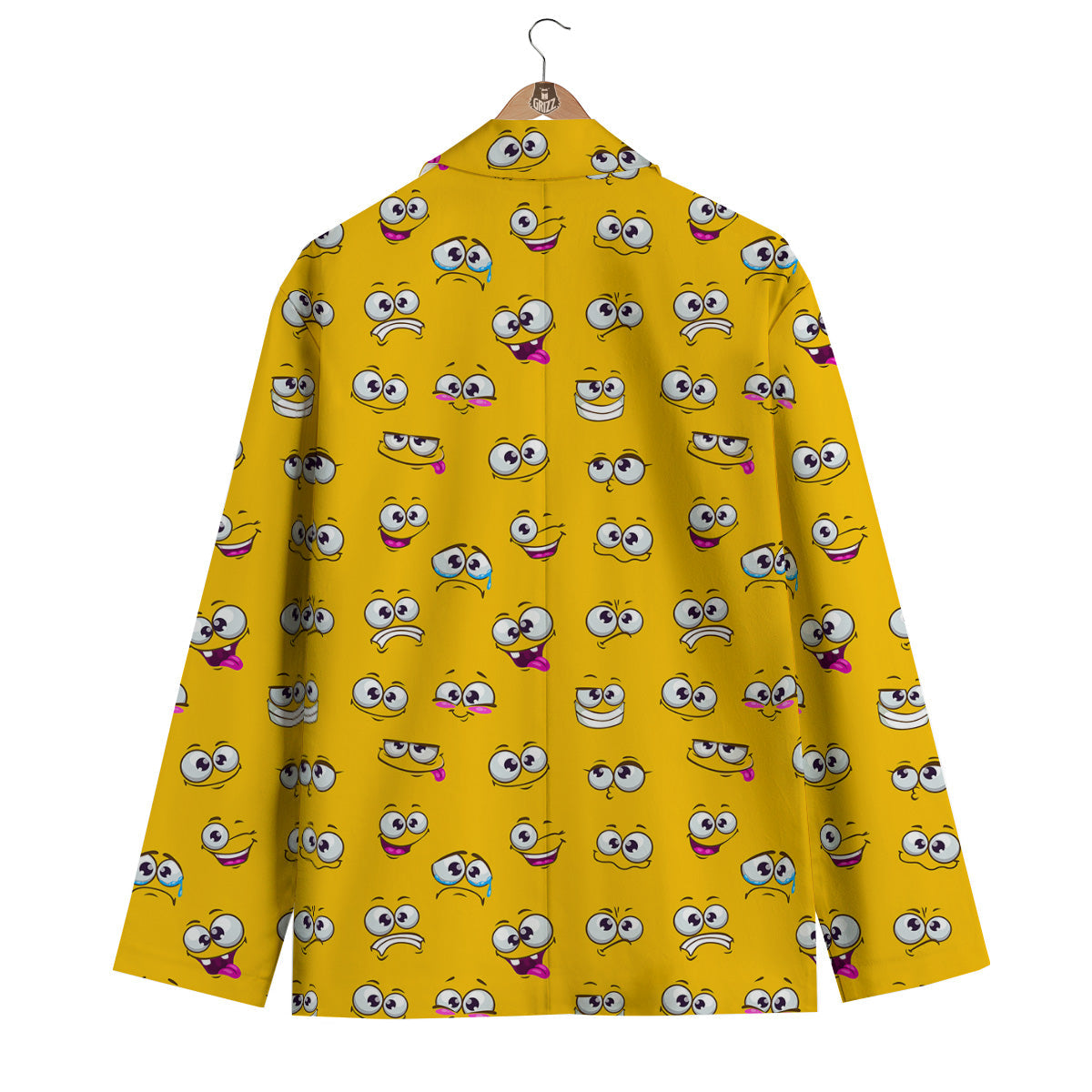 Funny Face Emoji Cartoon Print Pattern Men's Blazer-grizzshop