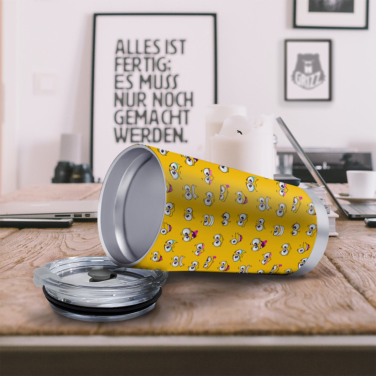 Funny Face Emoji Cartoon Print Pattern Tumbler-grizzshop