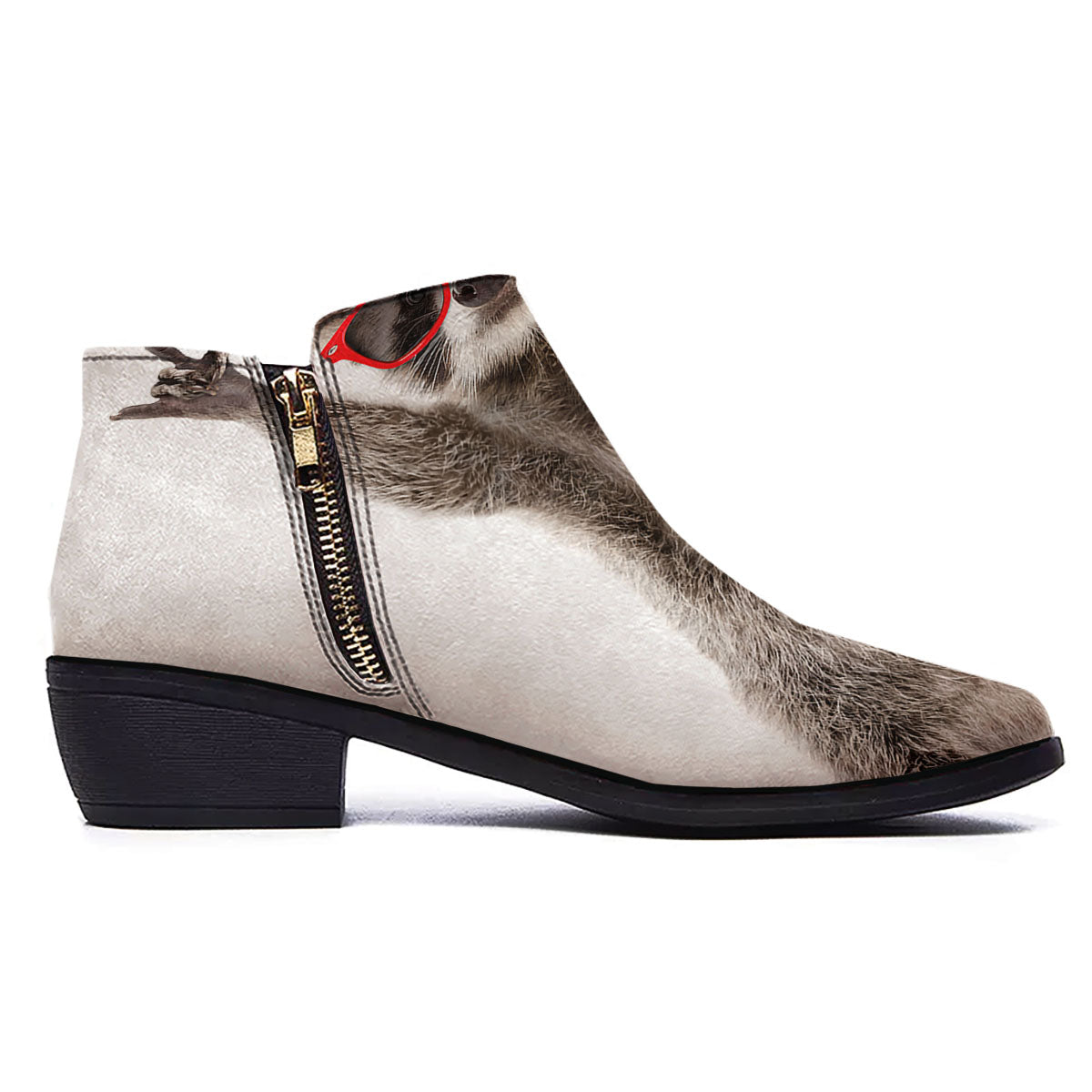 Funny Raccoon Print Ankle Boots-grizzshop