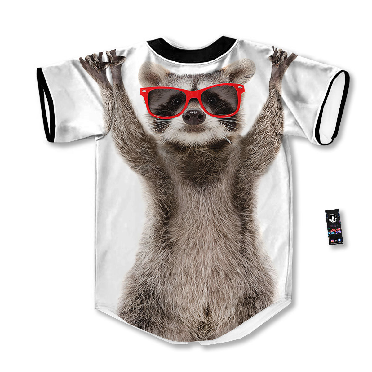 Funny Raccoon Print Baseball Jersey-grizzshop