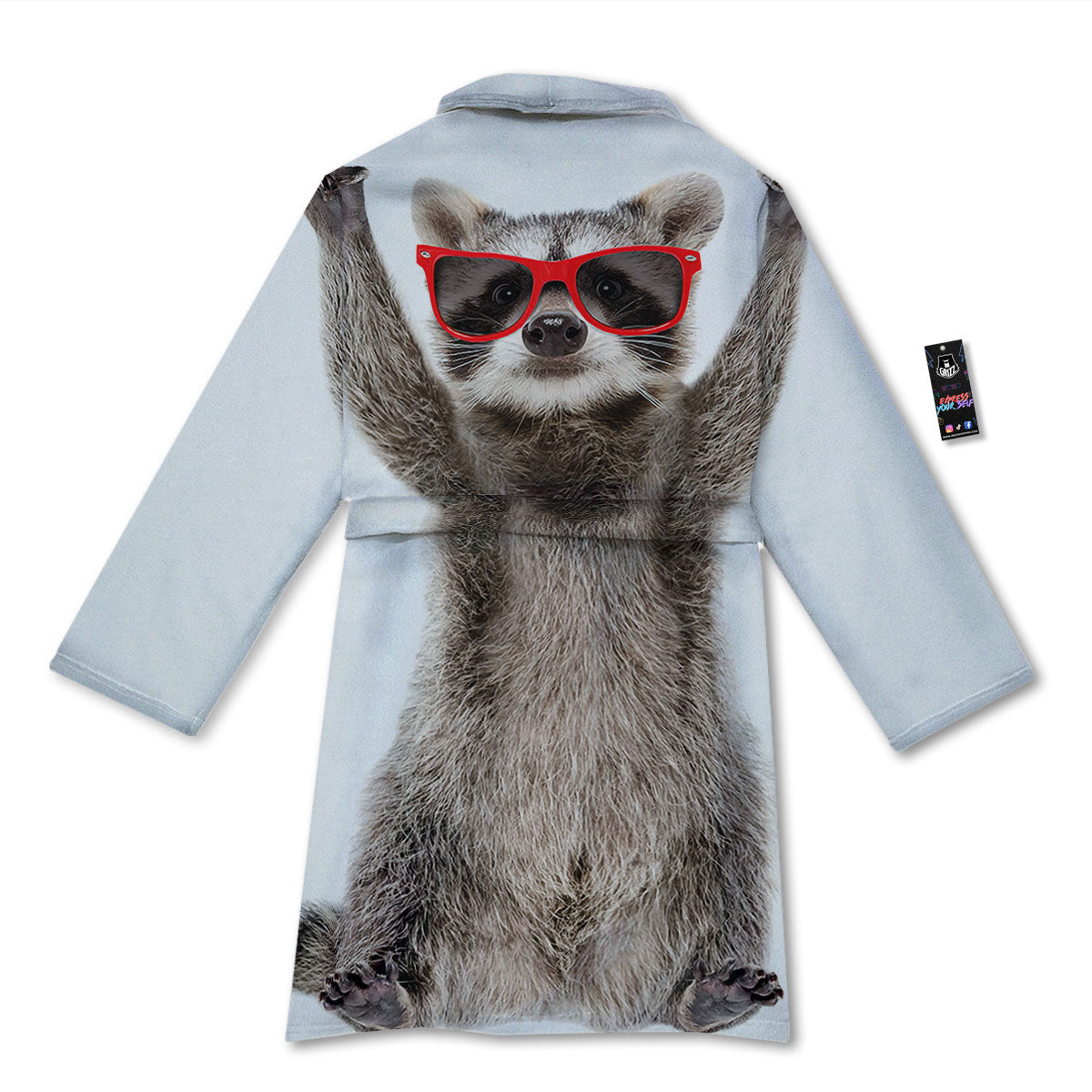 Funny Raccoon Print Bathrobe-grizzshop