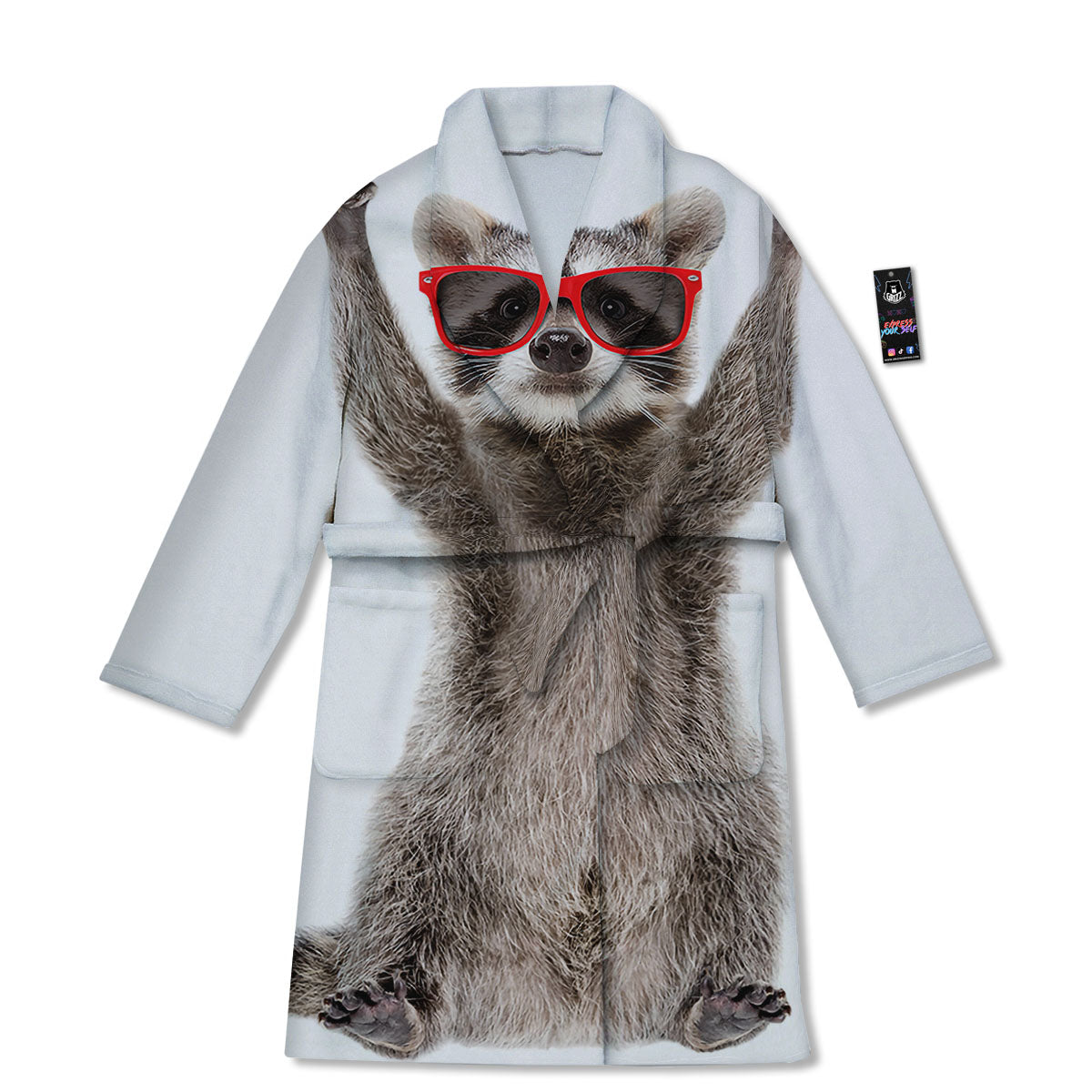 Funny Raccoon Print Bathrobe-grizzshop