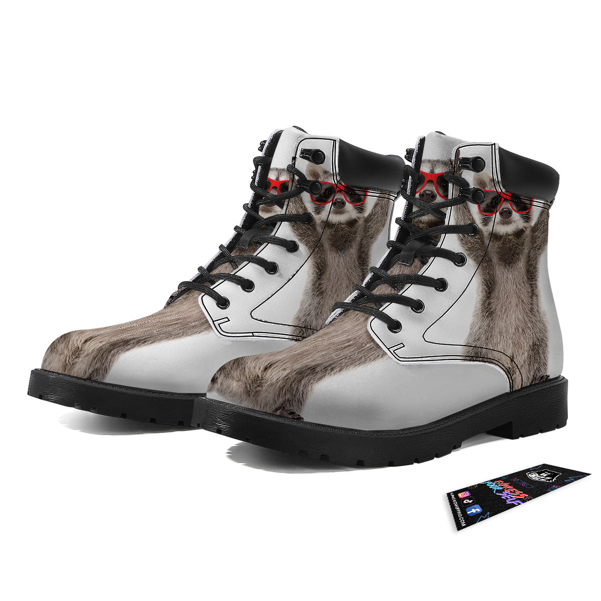 Funny Raccoon Print Boots-grizzshop